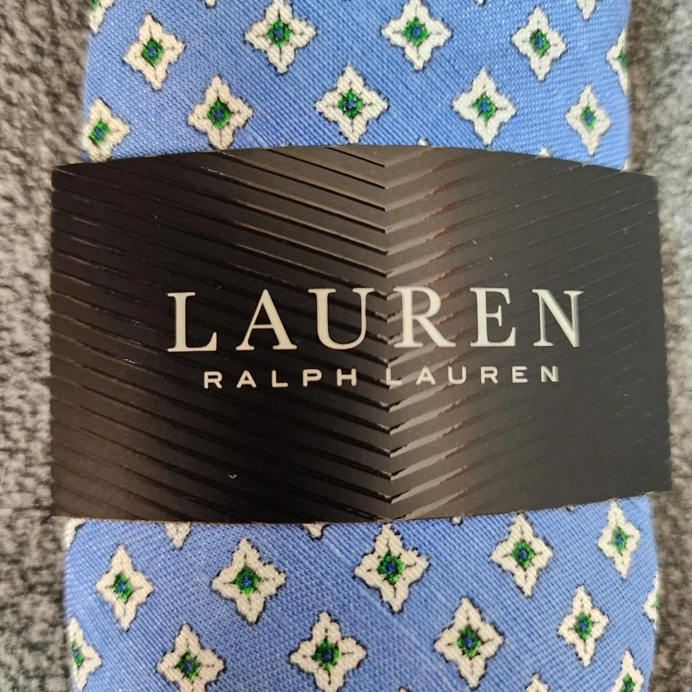 Lauren Ralph Lauren Mens Blue Geometric Diamond‎ Silk Blend Necktie S52687